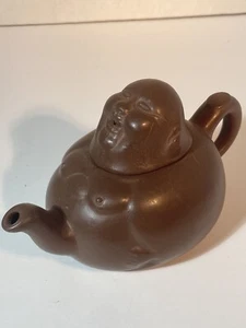 VINTAGE YIXING WARE "FAT MAN" CLAY HANDCRAFTED SMALL TEAPOT - Picture 1 of 10