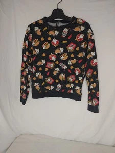 H & M Women's Girls Cats Tacos  Fries Fun Light Sweatshirt Crew Raglan Sz Small - Picture 1 of 8