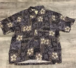 Hawaiian Shirt Mens 2XL Joseph & Feiss Short Sleeve Button Up Floral Silk EUC - Picture 1 of 5