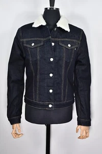 REPLAY Indigo Denim Trucker Jacket Sherpa Lining Women's Size M - Picture 1 of 9