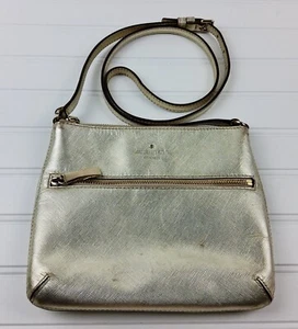 Kate Spade New York Metallic Gold Crossbody Shoulder Handbag Purse - Picture 1 of 12