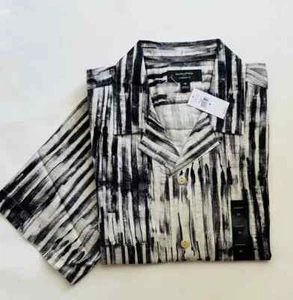 Banana Republic Mens Short Sleeve Striped Cotton-Rayon Button-Up Shirts M-L - Picture 1 of 10
