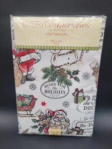 Newbridge Home for The Holidays Print Flannel Back Vinyl Tablecloth Oblong 60x84 - Picture 1 of 5