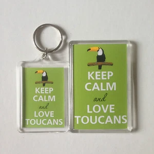 KEEP CALM AND LOVE TOUCANS Schlüsselanhänger oder Kühlschrankmagnet GESCHENKIDEE - Bild 1 von 5