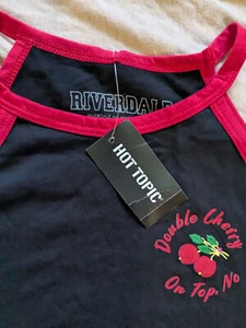 Double Cherry Black RIVERDALE Halter Tank top M Medium Hot Topic NWT NEW Goth - Picture 1 of 4