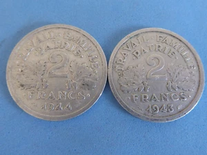 1496) FRANCE 2 FRANCS 1943,B & 1944,C BETTER YEAR AND MINTS £15.00 - Picture 1 of 2