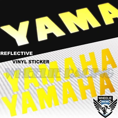 PAIR 5.5" FENDER FUEL TANK STICKER REFLECTIVE LOGO VINYL DECAL FOR YAMAHA YELLOW - Image 1 of 3
