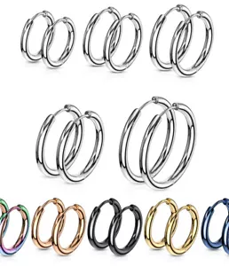 10pcs (5 Pair) Hinged Hoop Style Earrings Wholesale Jewelry, 10mm-20mm diameters - Picture 1 of 7