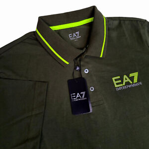 Camisa polo Emporio Armani EA7 para hombre mediana grande XL manga corta logotipo verde
