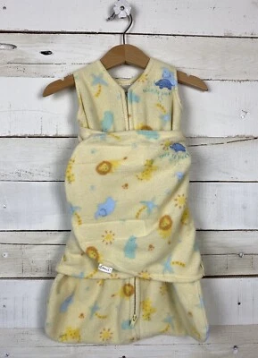 Saco de dormir HALO swaddle tamanho novo na caixa 6 12 lb amarelo lã animais da selva unissex - Imagem 1 de 4