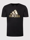Adidas Herren Folie Logo Abzeichen T-Shirt/Schwarz Gold/UVP £35