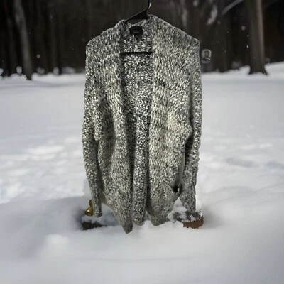 Cárdigan para mujer Lumiere gris negro grande tejido difuso talla mediana Foto 1 de 4