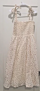 Girls Maxi Dress Summer Flower Dress Cotton White with Flowers size 12 - Picture 1 of 7