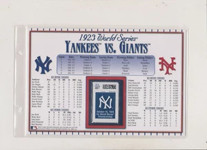 POSTAL SERVICE YANKEES - GIANTS 1923 WORLD SERIES STAT CARD U S TO HONOR YANKEES - Bild 1 von 2