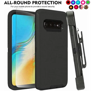 For Samsung Galaxy S10 S10e S10+ Plus Heavy Duty Defender Case W/Clip + Screen - Picture 1 of 24