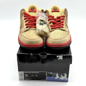 Size 12 - Nike SB Dunk Low Pro Money Cat 2007 black box suede gold metallic - Picture 1 of 6