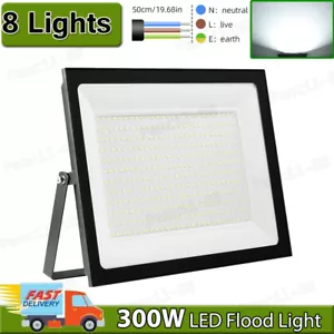 8X 300 Watt LED Flood Light Cool White Outdoor Spotlight Garden Yard Lamp 110V - Picture 1 of 9