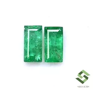 5x2.50 mm Certified Natural Emerald Baguette Cut Pair 0.42 Cts Loose Gemstones - Picture 1 of 5