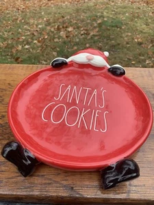Rae Dunn SANTA’S COOKIES Servierfigur Teller Weihnachtsmann Kopf und Füße NEU - Bild 1 von 7