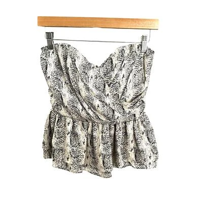 Parker Snake Animal Print Peplum Sweetheart Draped Strapless Top Women's M NWOT - Image 1 of 4