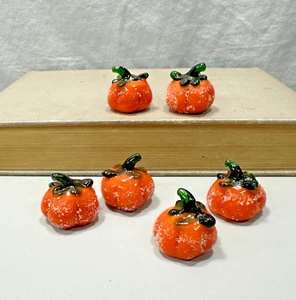 Set 6 mini zucche in ceramica 1 pollice ciascuna fatta a mano arte popolare vintage - Foto 1 di 10