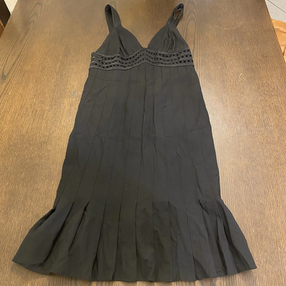 VTG Catherine Malandrino Silk & Wool Blend Black V-neck Pleated Dress Size 10 - Image 1 of 4