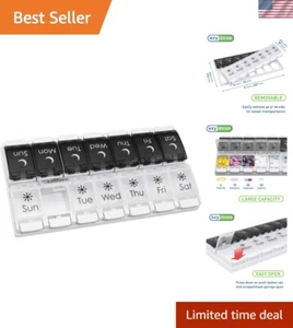 Push Button 7-Day Pill Case, Medicine Planner, Vitamin Organizer, 2 Times a D... - Picture 1 of 10