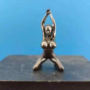 Black Brass Sexy Beauty Statue Kneeling Yoga Girl Figurine Body Model Ornament - Picture 1 of 10