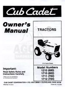 CUB CADET 1210 1710 1710 1712 Owners Operators Manual - Picture 1 of 1
