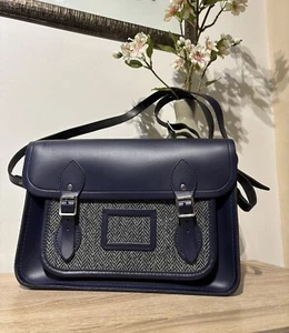 The Cambridge Satchel Original 13 Inch Satchel Navy Harris Tweed Immaculate - Picture 1 of 22