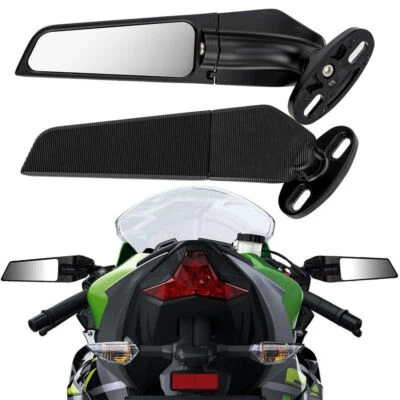 Rotating Stealth Upper Rearview View Side Mirrors For Kawasaki Ninja 300 400 650 Foto 1 de 4