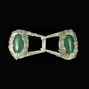 Mogens Ballin's Eftf. Art Nouveau Silver Belt Buckle with Green Agate. - Picture 1 of 4
