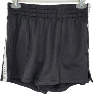 Victorias Secret Pink Black Shortie Shorts Silver Glitter Pocket Spellout Small - Picture 1 of 4