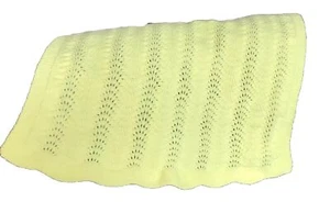 Handmade Crochet Baby Blanket Yellow Newborn Shower Gift Birth Holiday Thick - Picture 1 of 2