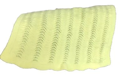 Manta bebé ganchillo hecha a mano amarilla recién nacido ducha regalo nacimiento vacaciones grueso Foto 1 de 2