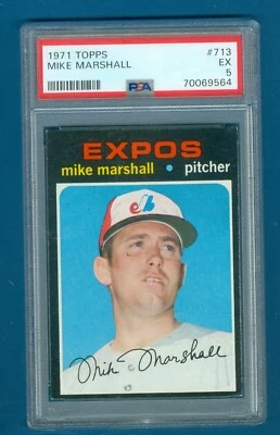 1971 Topps Baseball #713 Mike Marshall  SP Expos PSA 5 EX - Image 1 of 2