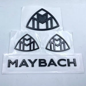 4pc Maybach Fender Side Rear Trunk Black Emblems Badge For Mercedes Benz S Class - Picture 1 of 6