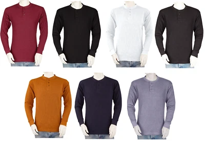 Big and Tall Mens THERMAL Shirts - Henley - Heavy Weight - Cotton Blend - THLS - Image 1 of 4