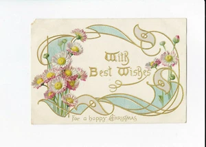 "Postal de Navidad Vintage - Motivo Floral - "Con los Mejores Deseos" - Sin Publicar - En general - Imagen 1 de 2