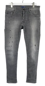 G-Star Defend Super Slim Vaqueros Hombres W34/L34 Angustiado Gris Denim Botón - Imagen 1 de 14