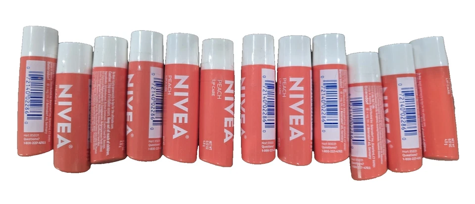 NIVEA Peach Lip Care, Moisturizing Lip Balm, Pack of 12!! - Image 1 of 1