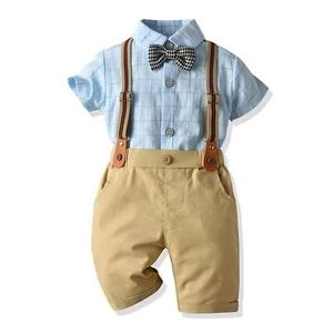Baby Boy Toddler Wedding Outfit Boy Shirt + Suspender Shorts Church Dress Pho... - Picture 1 of 7