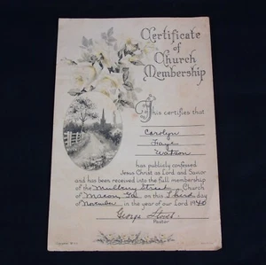 Vintage 1940 Church Membership Certificate Mulberry Street Church Macon GA - Bild 1 von 6