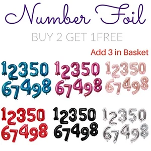 16'' Number Foil Balloons Air Birthday Letters Self Inflating Name Age Wedding - Picture 1 of 12