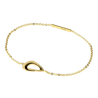 Ernstes Design Armband Edelstahl vergoldet A664 Spiegelankerkette Clickverschlus - Bild 1 von 3