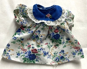 Baby Doll Clothes- VTG Blue Floral Dress - Picture 1 of 2