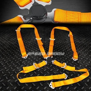 4-POINT ADJUSTABLE RACING SEAT BELT HARNESS 2" GOLD SHOULDER STRAP CAMLOCK STYLE - Picture 1 of 2
