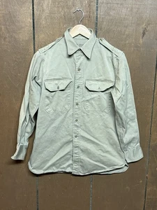 VINTAGE 1952 Post WWII US Army Military Uniform Stand Up Collar Khaki Shirt 50s - Bild 1 von 8