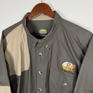Cabelas Shirt Mens 2XL Gray Tan Canvas Cotton Button Down Heavyweight NWT - Picture 1 of 14