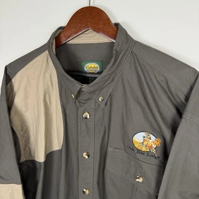 Cabelas Shirt Mens 2XL Gray Tan Canvas Cotton Button Down Heavyweight NWT - Image 1 of 4